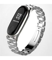 Three Beads Solid Replacement Steel Watch Strap for Xiaomi Mi Band 3