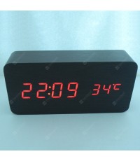 Wooden Clock Voice Control Wood Clock Alarm Clock Digital Alarm Clock