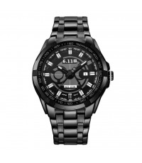 6.11 Men Casual Calendar Stainless Steel  Photoelectric Conversion Energy Saving Military Wristwatch